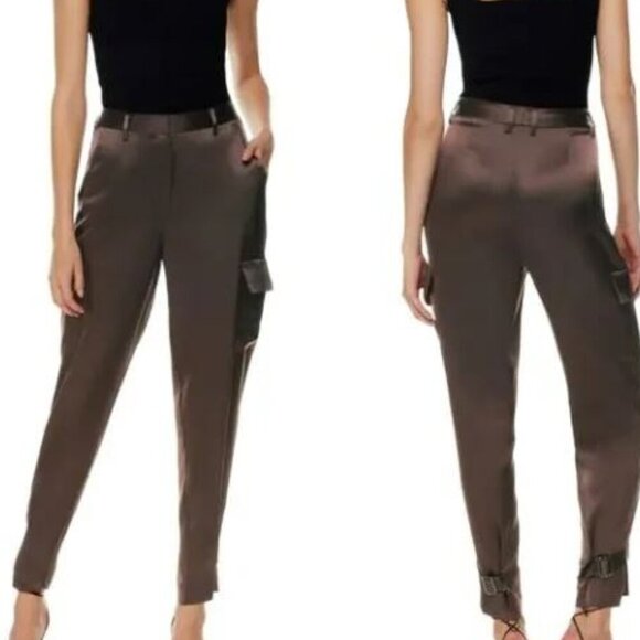 Aritiza Babaton Refined Satin Pant -Coffee Bean - sz 6 - Picture 1 of 7